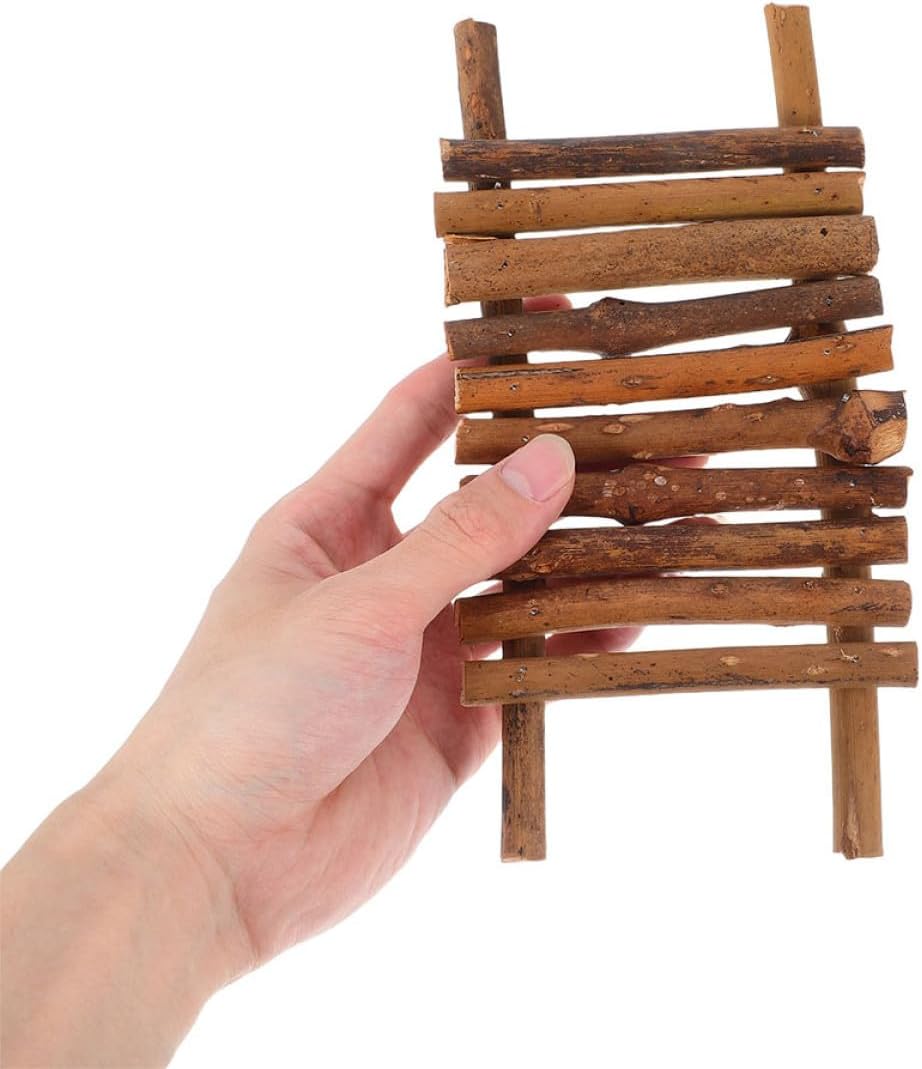 ORFOFE 2pcs Rattan Miniature Garden Bridges for Landscaping Decor