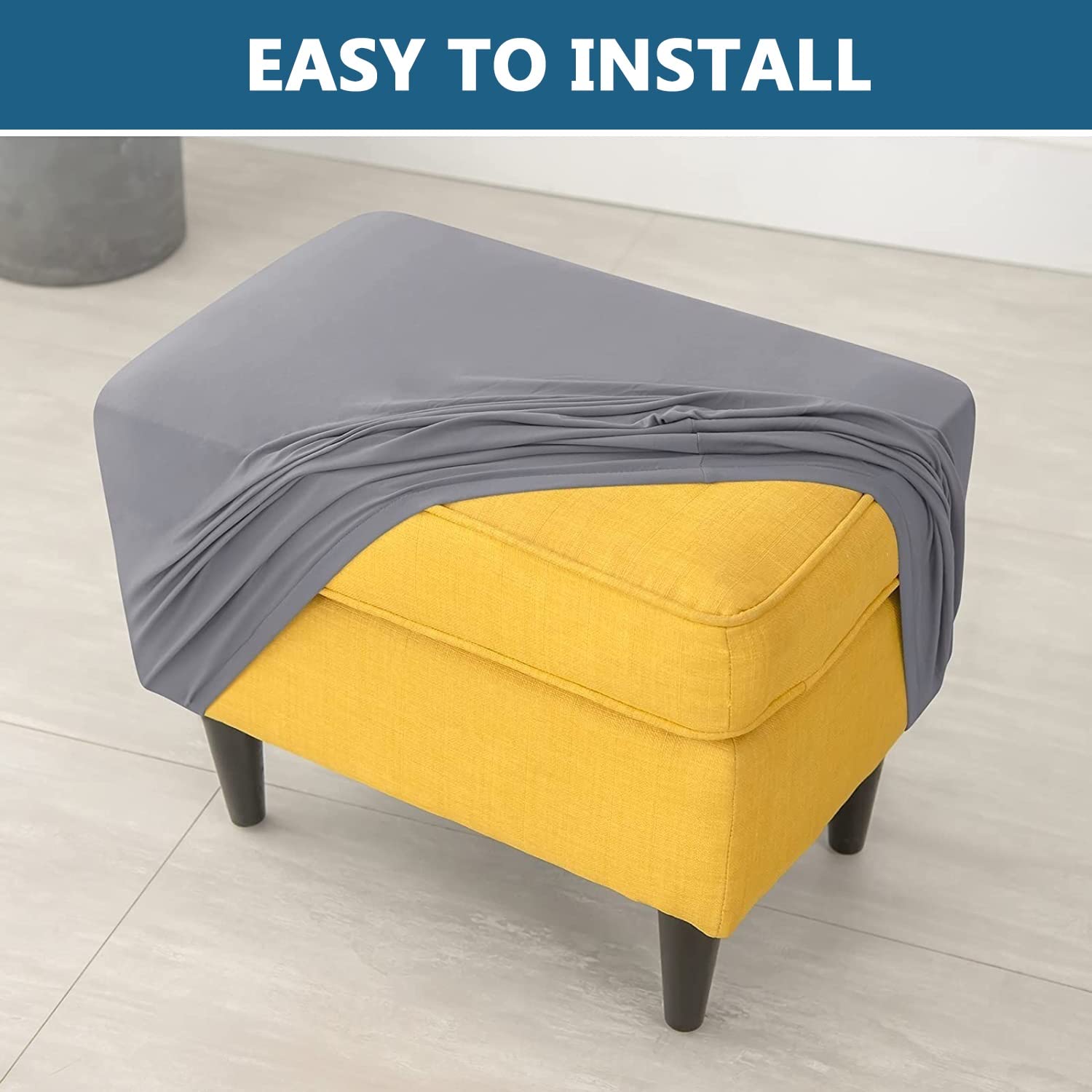 Copripoltrona Con Orecchie Elasticizzato 2 Pezzi + Pouf - Fodera Con Cuscino Antiscivolo, Lavabile, Per Soggiorno E Camera Da Letto (Color : #29)