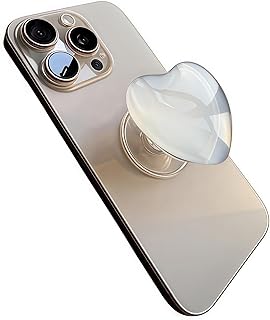 Glass Crystal Heart Shape Collapsible Expandable Multi Functional Mobile Phone Grip & Kicktand (White)