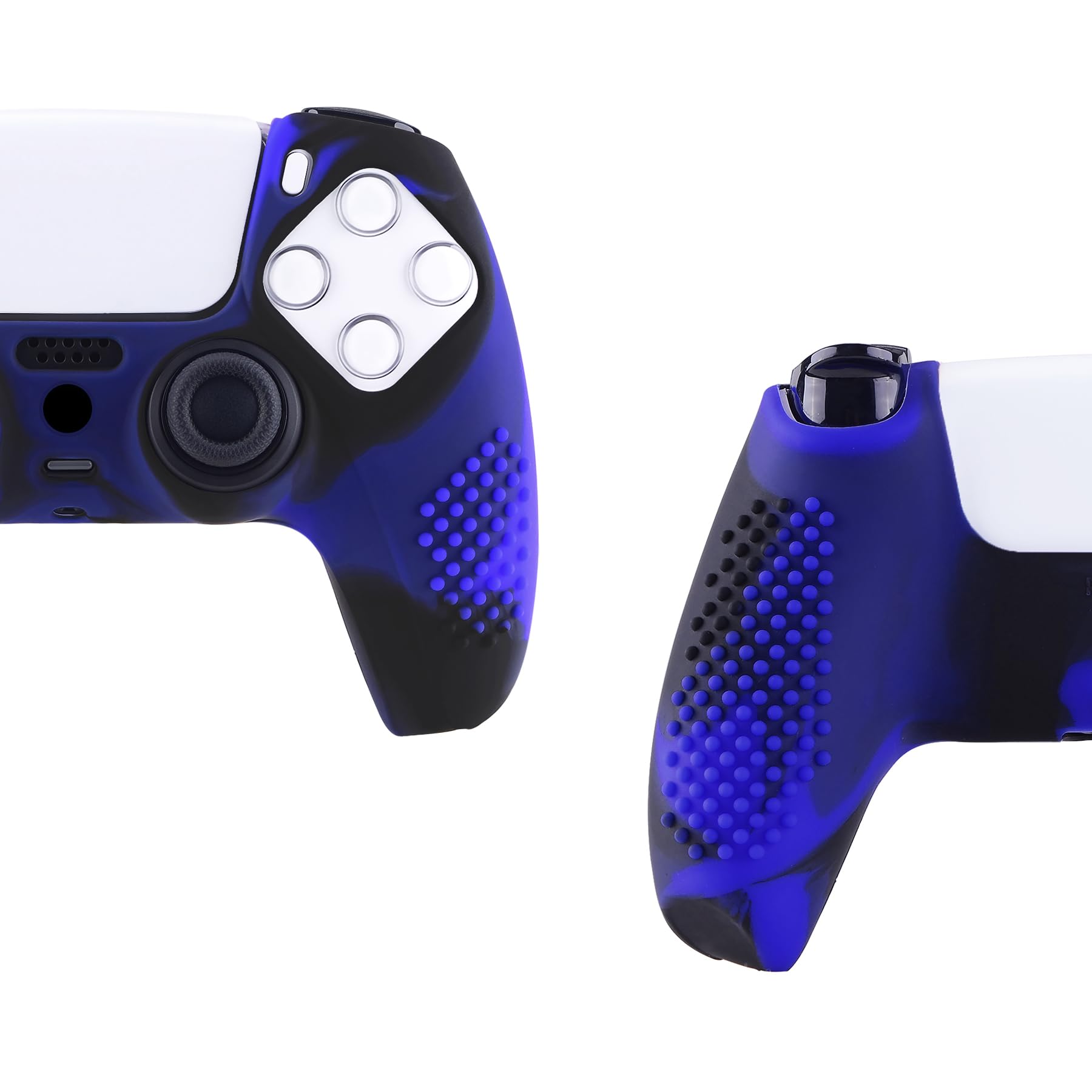 eXtremeRate PlayVital Black 3D Studded Edition Anti-Slip Silicone Cover Skin for ps5 Controller, Soft Rubber Case Protector for ps5 Wireless Controller with Thumb Grip Caps - Blue & Black - 5