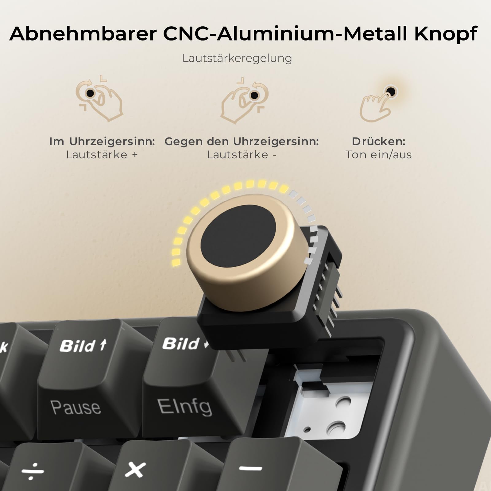 RK ROYAL KLUDGE R98 Pro Mechanische Tastatur Kabel, 96% Gasket Gaming Tastatur QWERTZ RGB mit Nummernblock und Knopf, PBT-Tastenkappen, Hot Swap Linearer Creamy Switches