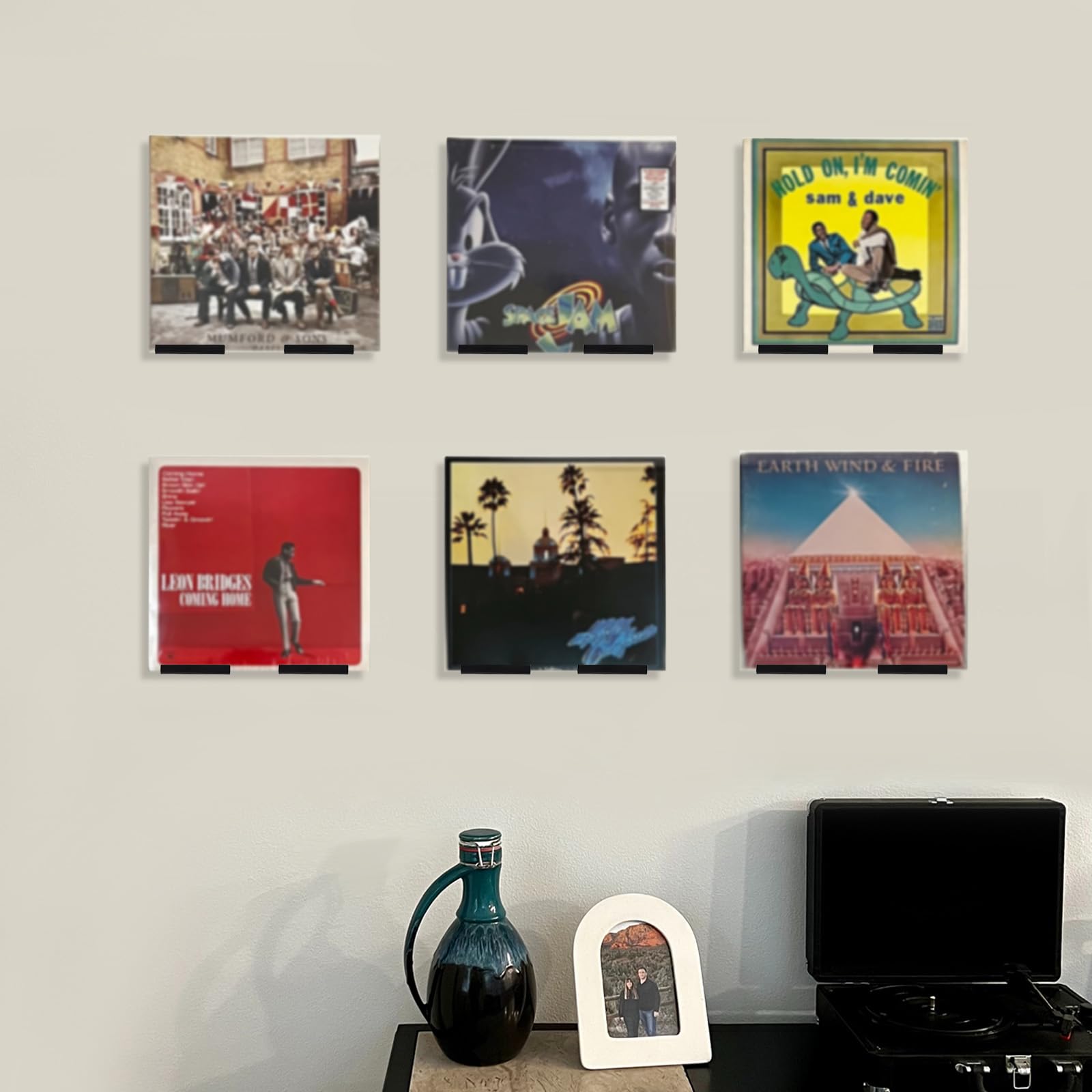 8 szt. 10cm Stojak na Plyty Winylowe, Pólka na Plyty Winylowe Ze Srubami i Kolkami Wkrecanymi Akrylowy Stojak na Plyty na Albumy do Codziennego Przechowywania i Eksponowania Plyt CD (Czarny)