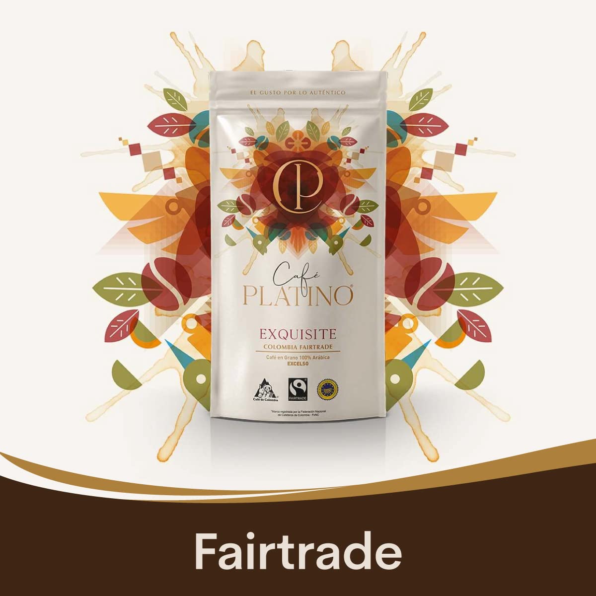 Café Platino Exquisite - Pack 2 sobres de 250g - Café Molido de Colombia Excelso Tostado - 100% Arábica - Fairtrade