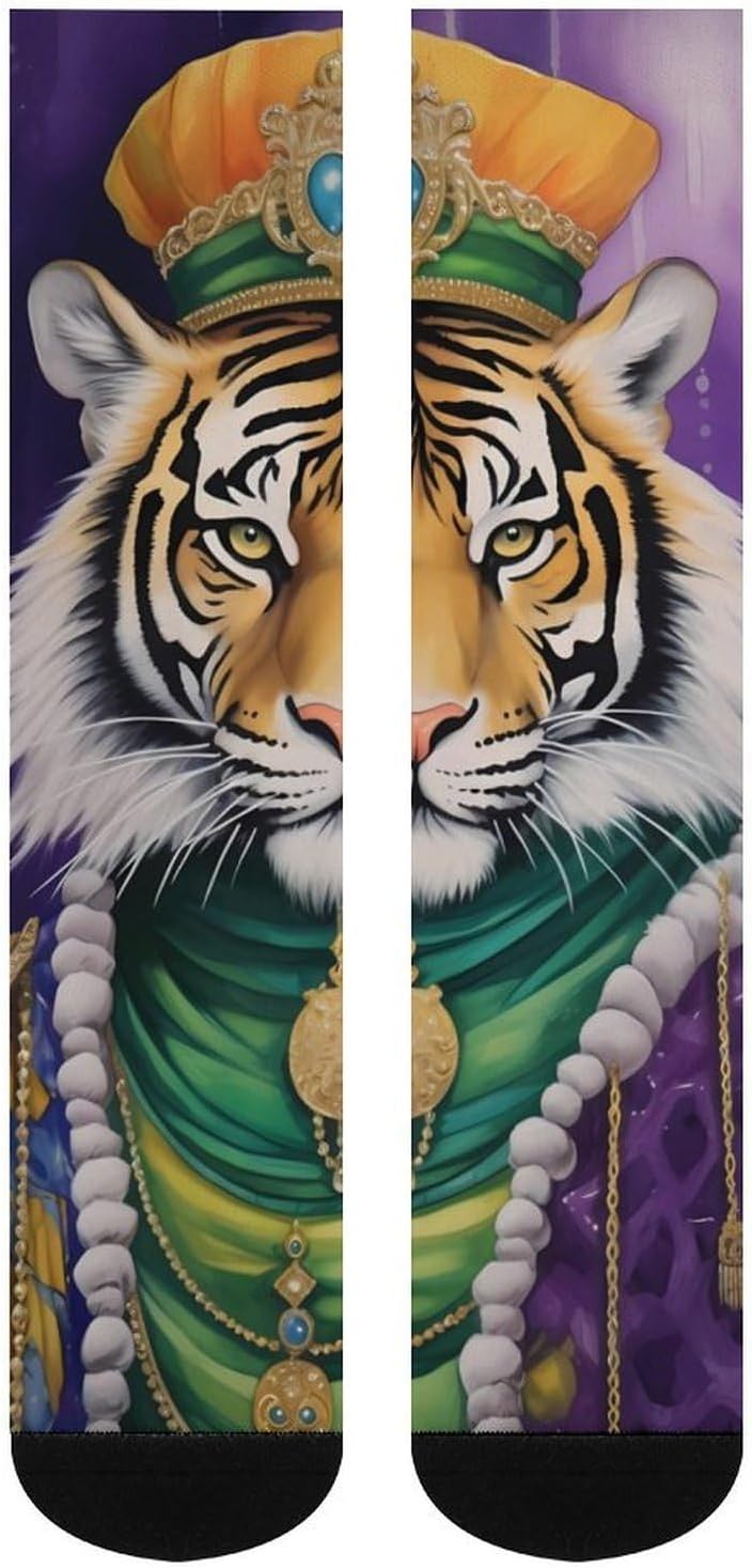 TIGER THE-KINGS-OF-MARDI And GRAS Knee High Socks Athletic Long Stockings Sport Casual Crew Tube Sock Boot 46cm
