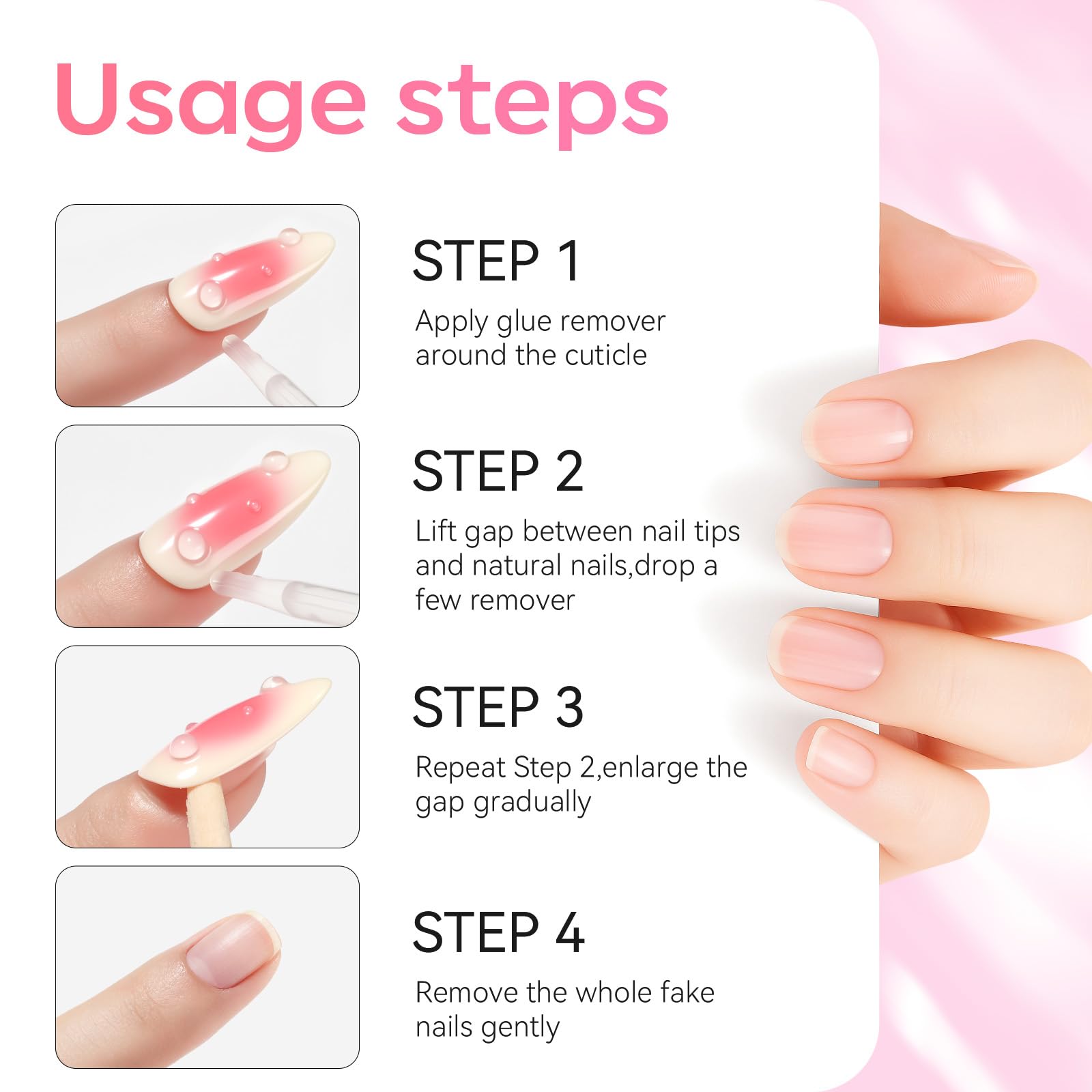 Makartt Nail Glue Remover für Nagelspitzen,50ml Nagelkleber Entferner für Press on Nails False Nails