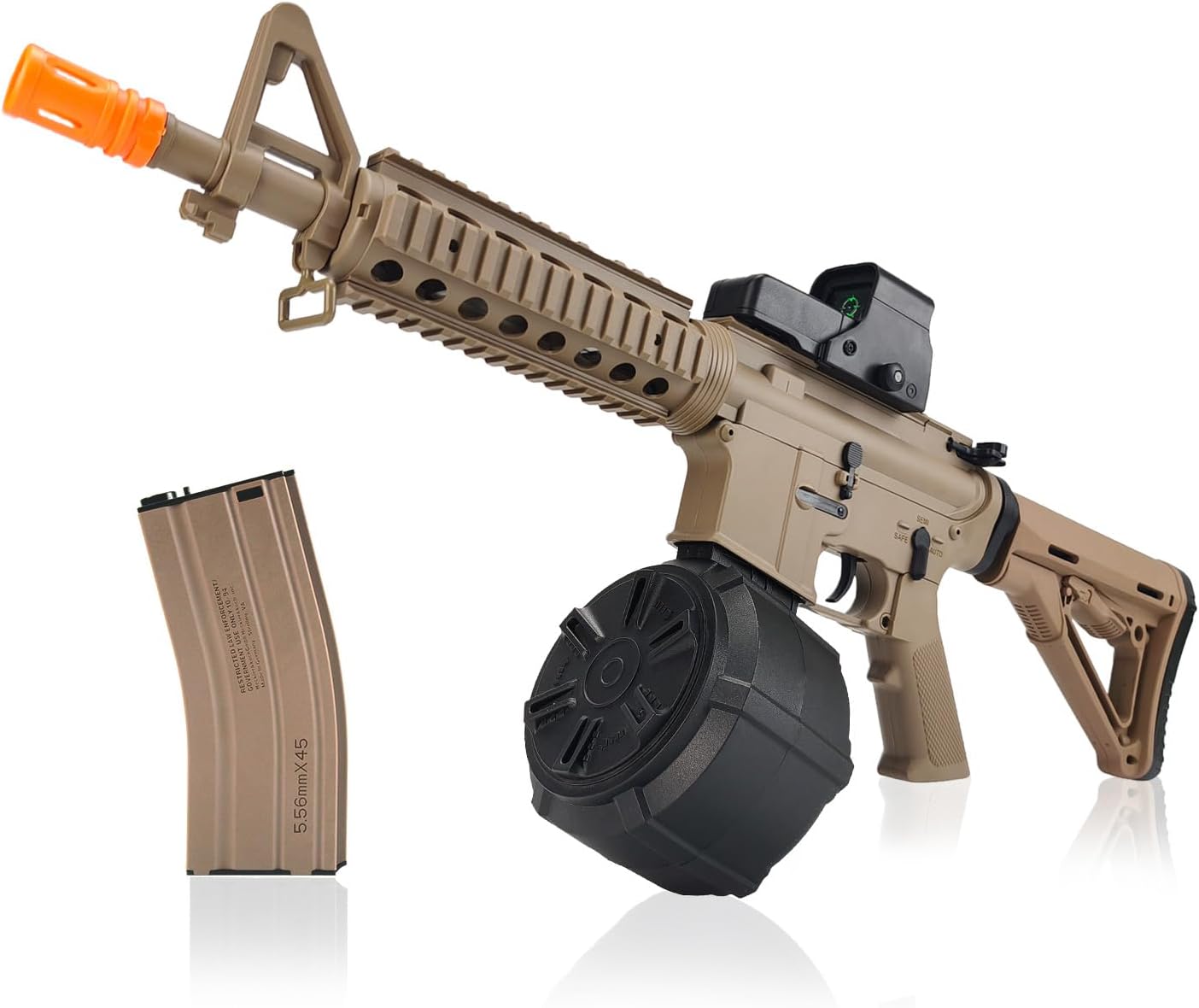 Gel Ball Blaster 280+ FPS,100+ Ft Range Full Size Splatter Ball Blaster 1500+ Capacity Drum 7.4v 1200mAh Battery Electric Automatic Splat Blaster for Ages 14+ Years Outdoor Game