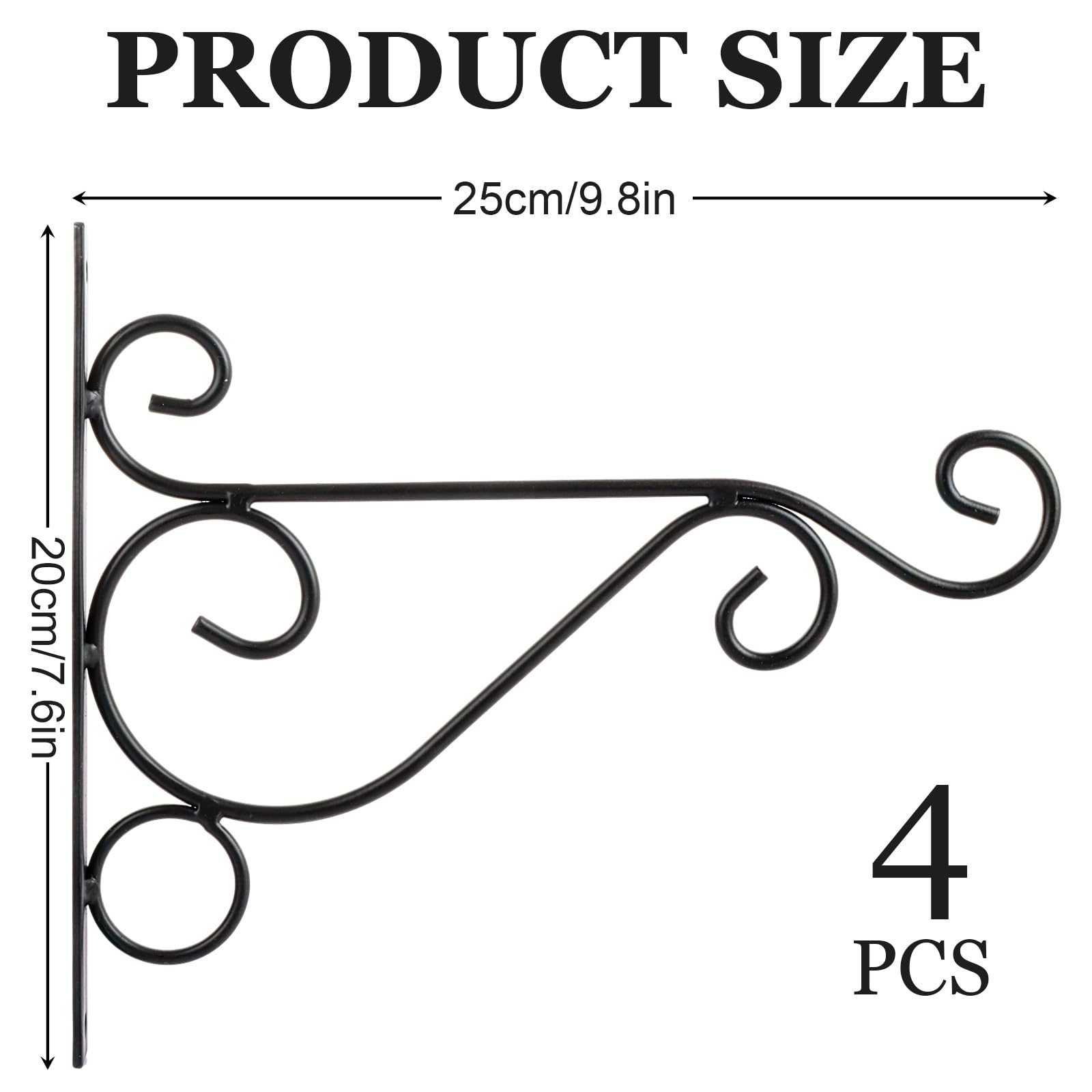 ASelected Lot de 4 crochets muraux en fer pour suspension de plantes