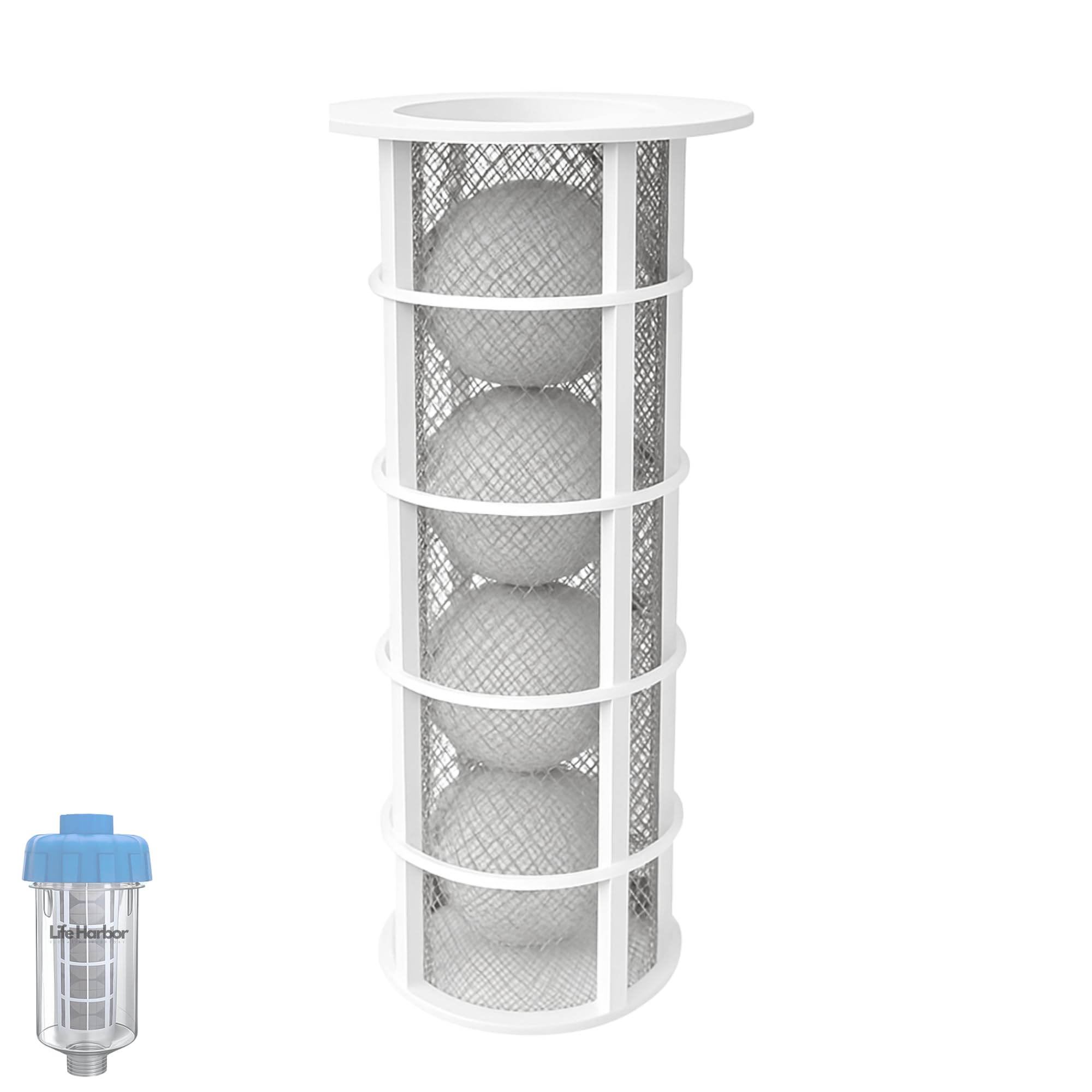 Life Harbor Washing Machine Water Filter Cartridge – Hard Water Softener & Inlet Filter | Compatible with Front Load & Top Load Machines | Universal Water Softener for Washing Machines