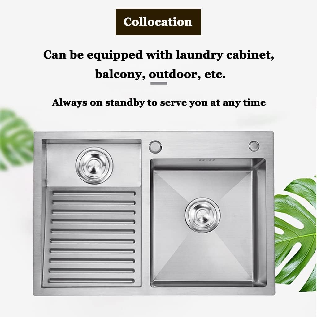 Kitchen Sinks,Kitchen Sink Laundry Pool ​Bar Prep Kitchen Sinks,Kitchen Sink Deep Single-Bowl Sink Basin, Two Types of Sinks on the Left and Right/Sier/60 * 48Cm
