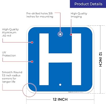 H Hospital Symbol Sign,