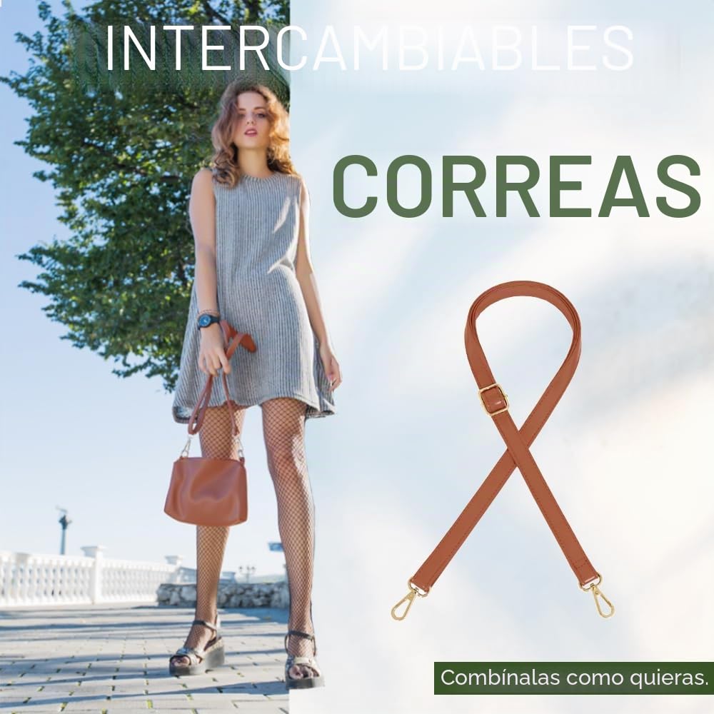 2 Piezas Correa de Hombro de Repuesto para Bolso,Correas de Hombro de Cuero Ajustables de 70-130cm,Correa de Hombro de Cuero PU de Repuesto 60cm Marrón(1 Ajustable, 1 de Longitud Fija)