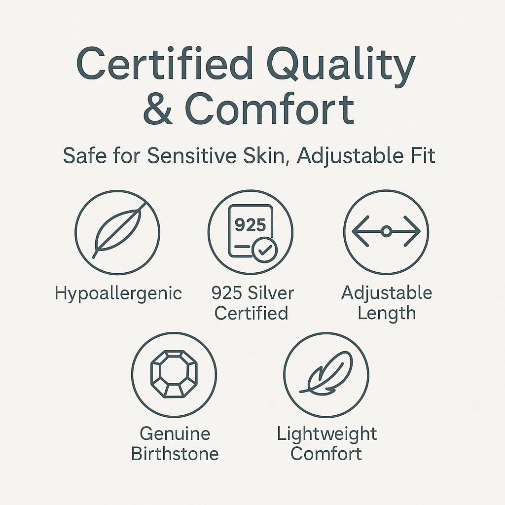 Heart Pendant Necklace for Women, Gemstone Necklace, Heart Shape Pendant, Healing Crystal, 925 Sterling Silver 16+2" Adjustable Chain, Valentine's Day Gift for Her