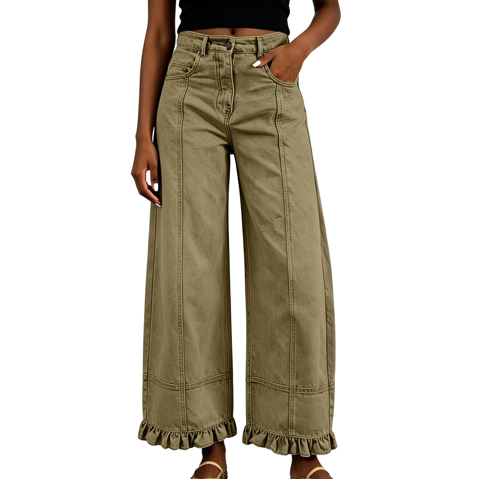 Jeans Donna Vita Alta Palazzo Jeans Elasticizzati Leggeri Larghi Pantaloni Denim Vita Alta Curvy Gamba Larga Comodi Pantaloni Baggy Casual Palazzo Y2k Pantalone Moda Taglie Forti Basic
