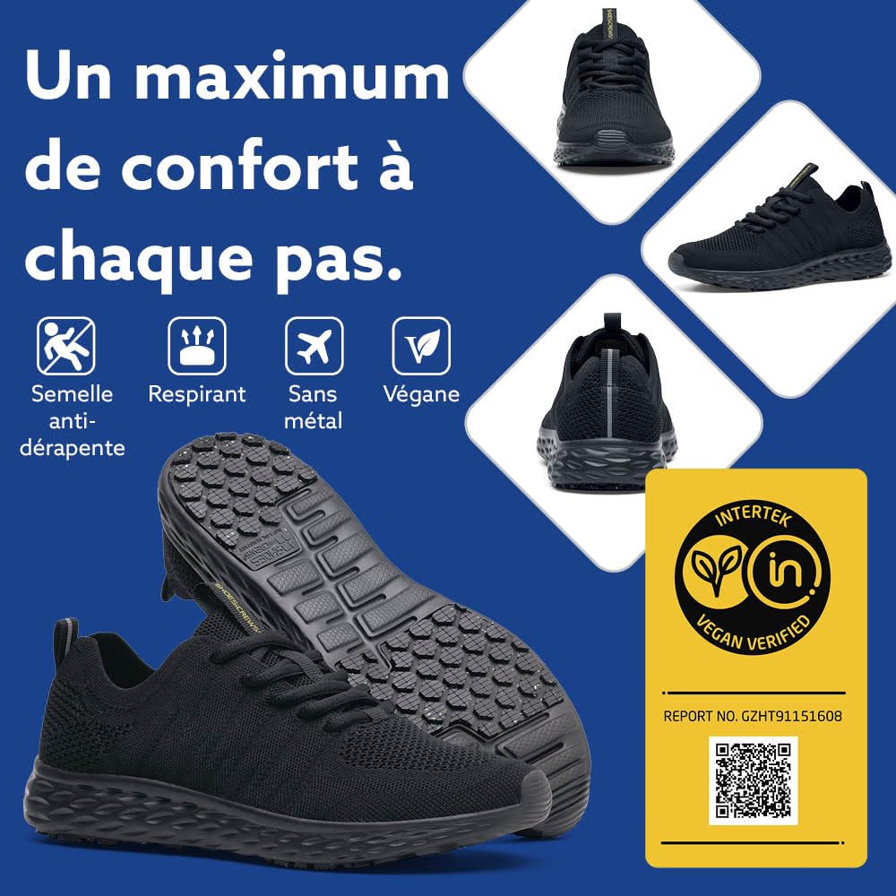 Shoes for Crews Baskets de Travail antidérapantes pour Hommes – Chaussures légères et imperméables, destinées à la Restauration, Cuisine, Bistro, au Secteur de la santé – Everlight ECO