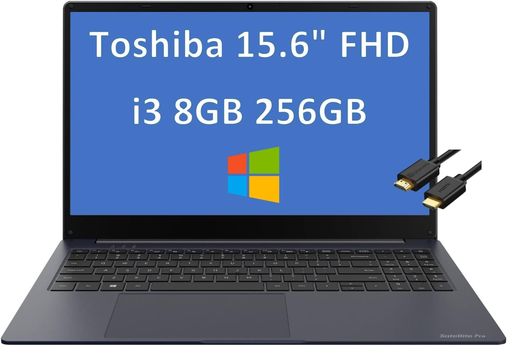 Toshiba 2022 Latest Dynabook Satellite Pro C50-H 15.6'' FHD (10th Gen Intel Core i3-1005G1 (Beat i5-8250U), 8GB RAM, 256GB SSD, HD IPS) Business Laptop, Webcam, Type-C, Windows 10, Graphite Black