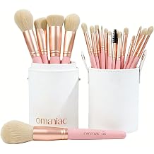 OMANIAC 20Pcs Makeup Brush Set Professional - Cruelty-Free Beauty Gift Kit for Beginners &amp; Women - Premium Synthetic Foundation Eyeshadow Blending Face Powder Brushes with Travel Case (Pink)