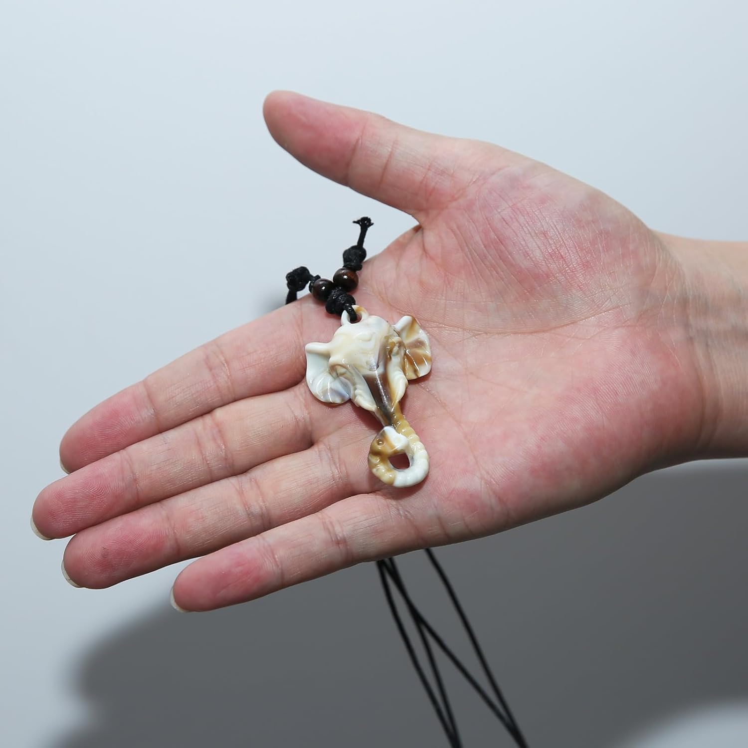 STWTR Adjustable Resin Elephant Hemp Rope Necklace, Maori Tribe Pendant, Lucky Jewelry - Image 5