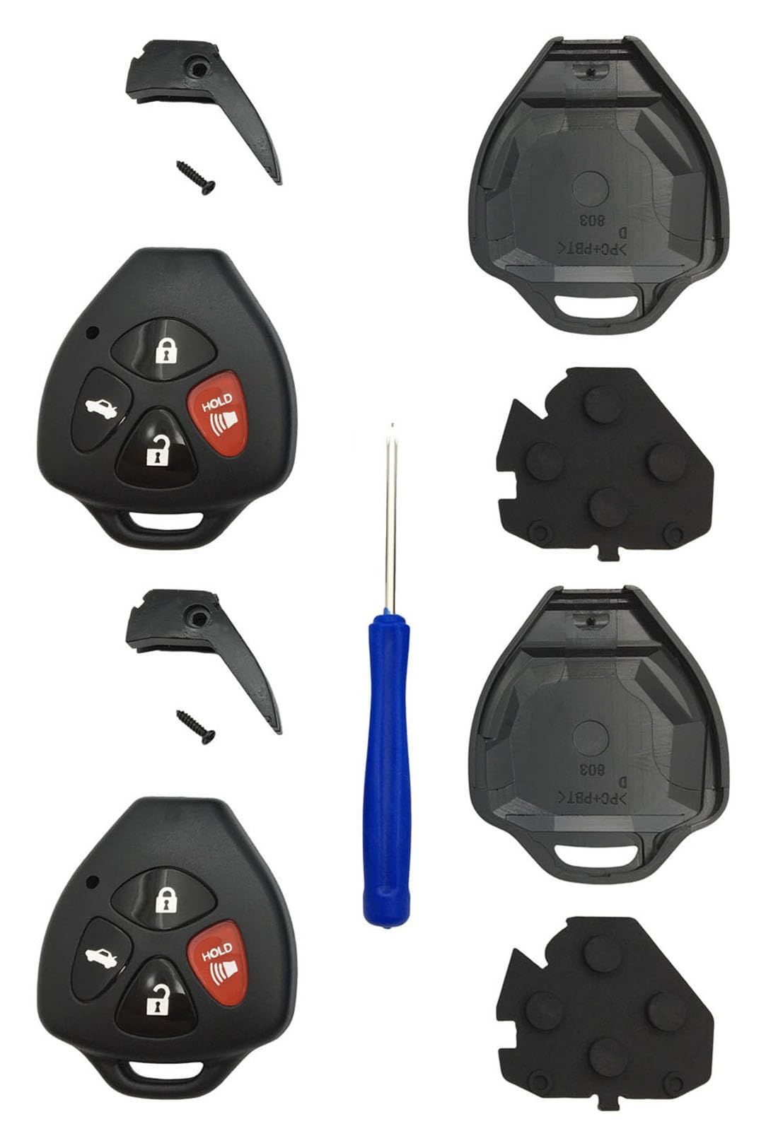 HERKIOCIO Remote Car Key Fob Cover Case Replacement fit for Toyota Avalon Camry Corolla Venza Keyless Entry Key Fob Shell (4 Button 2 Pcs)