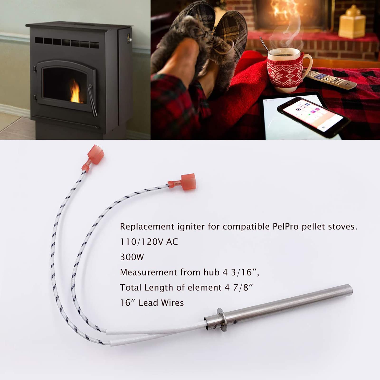 Amazon.com: Entsong Replacement Part SRV7000-660-AMP for Pelpro Pellet Stove  Igniter u0026 Pleasant Hearth Pellet Stoves Ignitor, 300W… : Home u0026 Kitchen