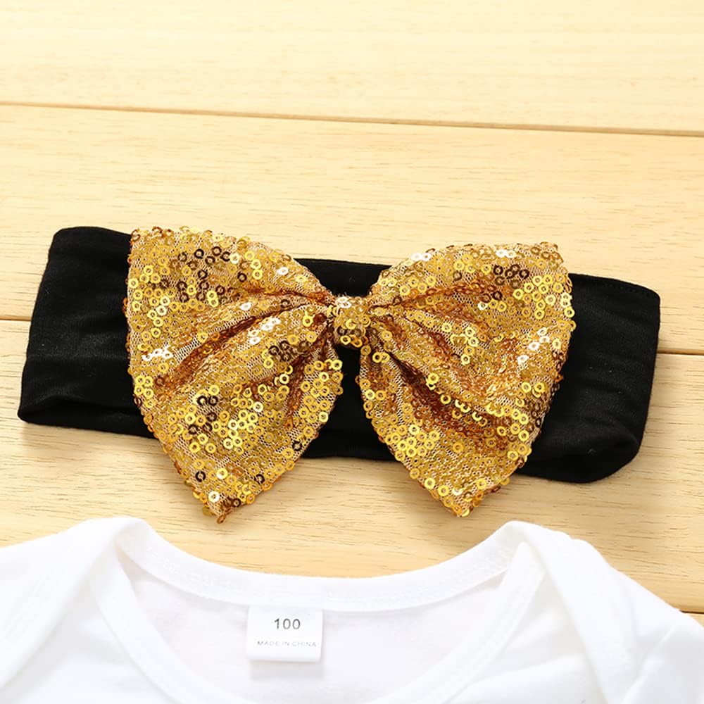 XFGLCK Newborn Baby Girls New Year Outfit Long Sleeve Romper+ Black Mesh Tulle Tutu Skirt +Legging Warms Set - Image 5