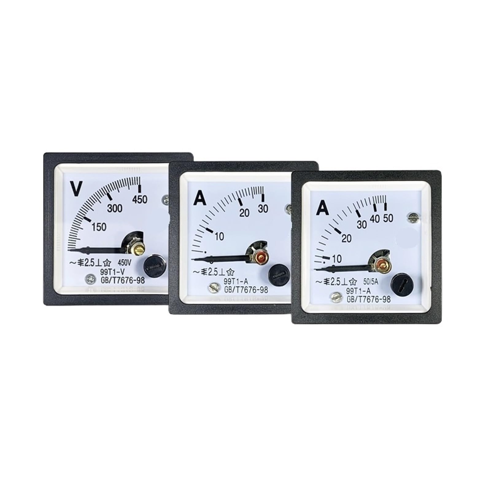 HEXEH 99T1-A Amperometro CA 40/50/75/100/200/300/5A Voltmetro a puntatore 450 V 45 * 45 48(Size:30A)