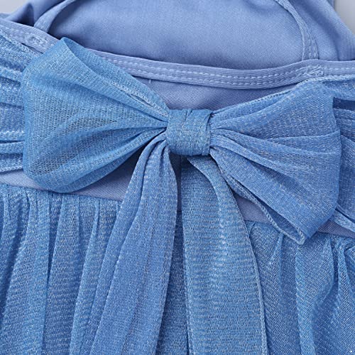 TiaoBug Girls Spaghetti Chiffon Ballet Dance Dress Empire Waist Gymnastics Leotard Lyrical Ballerina Dance Costume Light Blue 5-6