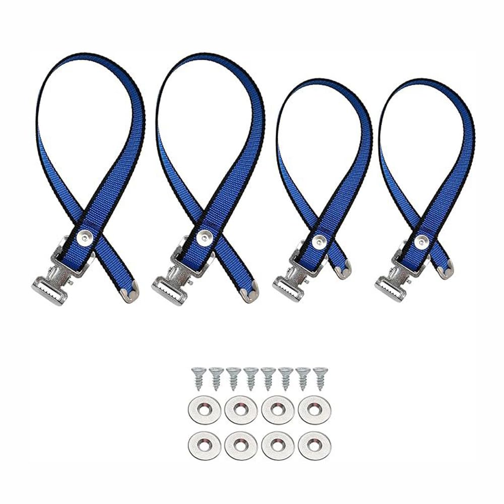Lot de 4 sangles de rechange en nylon indéchirable avec boucle en aluminium pour cloisons sèches, échasses de travail, peintres, bleu