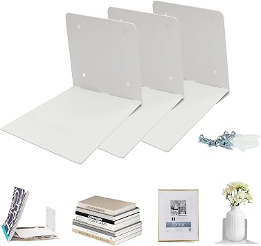 STORAGE MANIAC Invisible Floating Bookshelves Wall Mounted White