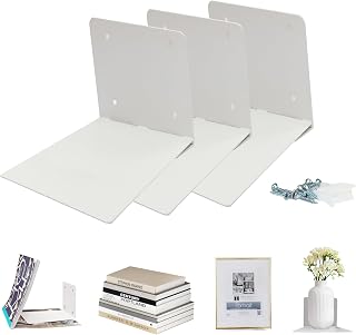 STORAGE MANIAC Invisible Floating Bookshelves Wall Mounted White | Heavy-Duty Steel Floating Book Shelves Hidden Bookshelf Hanging Shelf for Bedroom Living Room Office | Extra Large 3-Pack