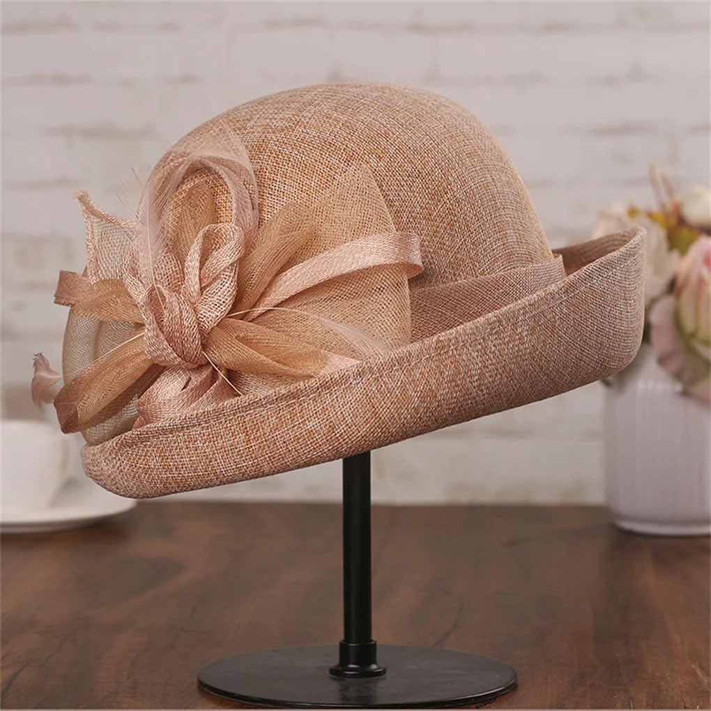 SaoBiiu Cappello fascinator femminile elegante fiore cappello da sole signora estate chiesa ricci Fedora donna cloche cappelli