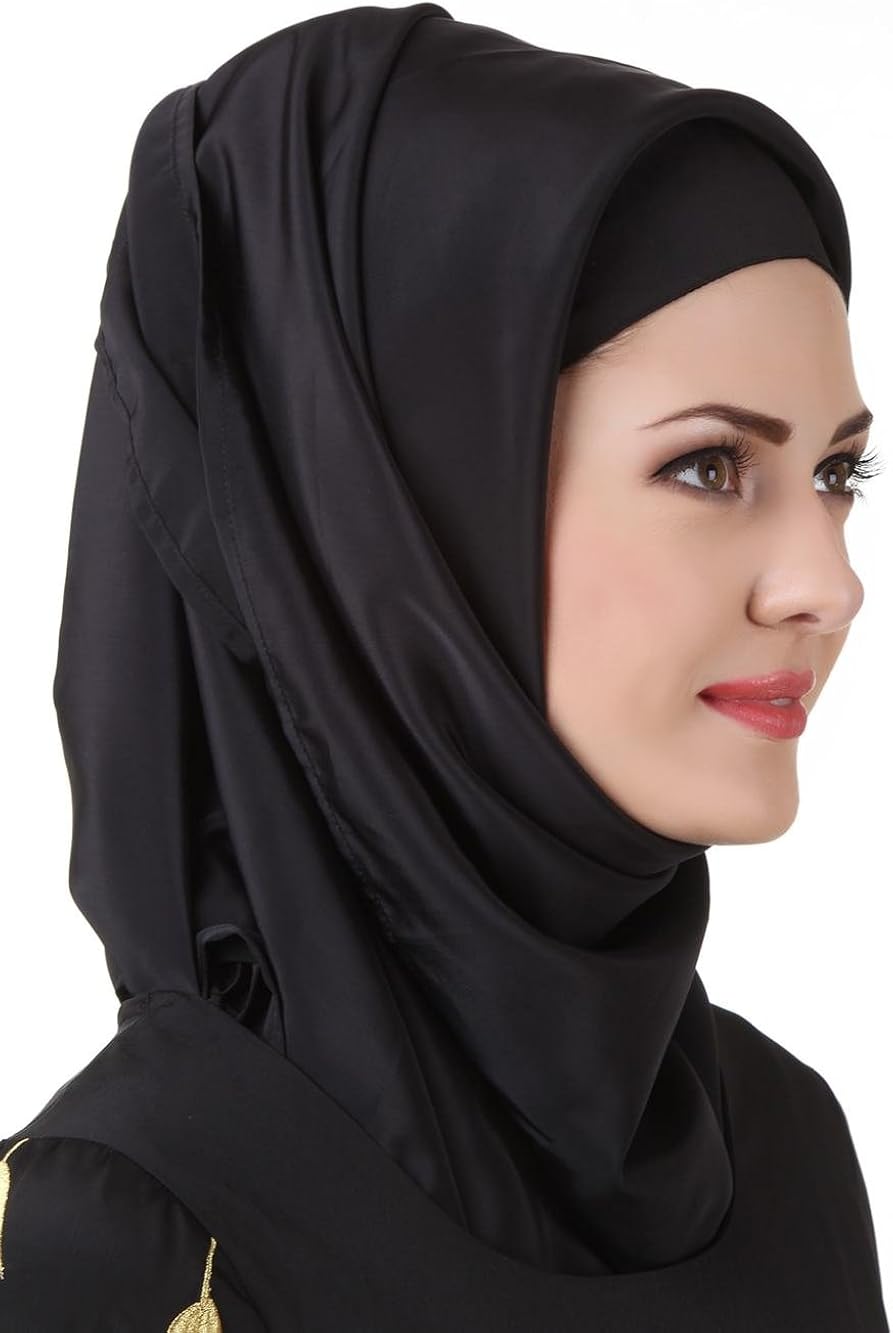 MyBatua Black Crepe Muslim Fancy Hijab, alamira, muslim attire