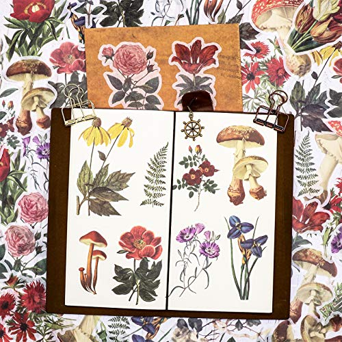 image for Knaid Vintage Flower Large Sticker Set (60 Pieces) Decorative Botanica