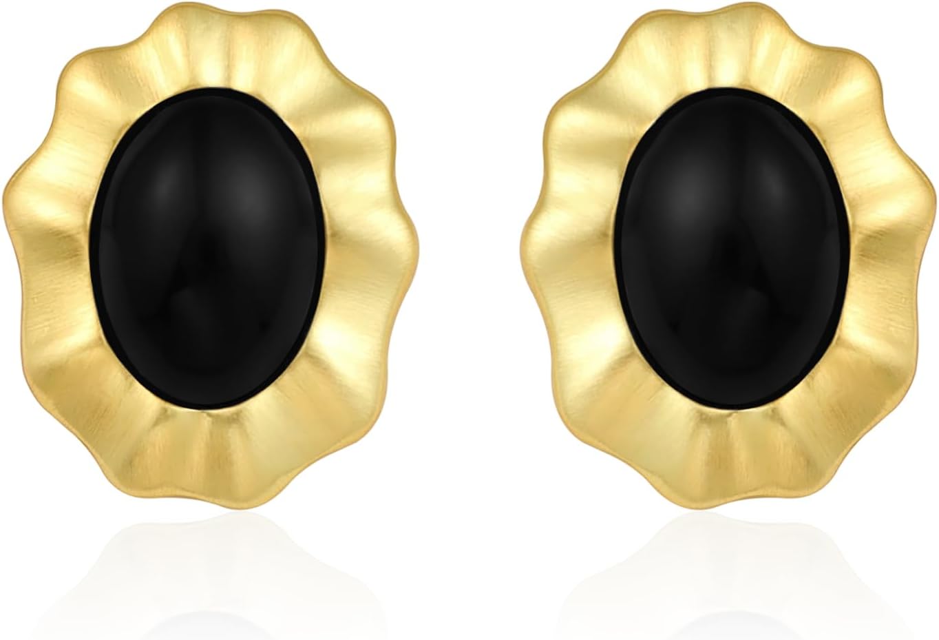 Big Chunky Gold Earrings for Women, Trendy Vintage 14K Gold Plated Black Cubic Zirconia Enamel Stud Statement Earrings Dupes Jewelry for Women Gifts for Her