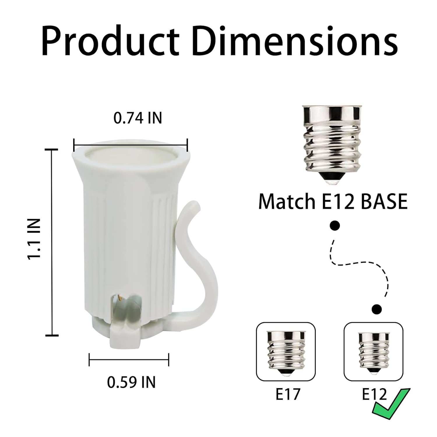 100PCS C7 E12 Replacement Bulb Sockets, C7 White Socket SPT-1 Christmas String Light Replacement lamp Holder(E12, White)