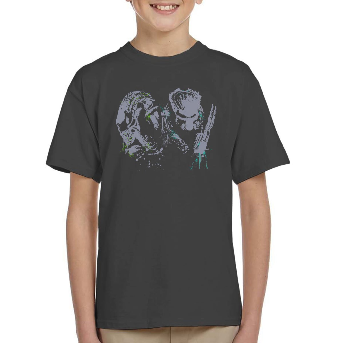 Cloud City 7 Charcoal Alien Vs Predator Paint Splatter Kid's T-Shirt