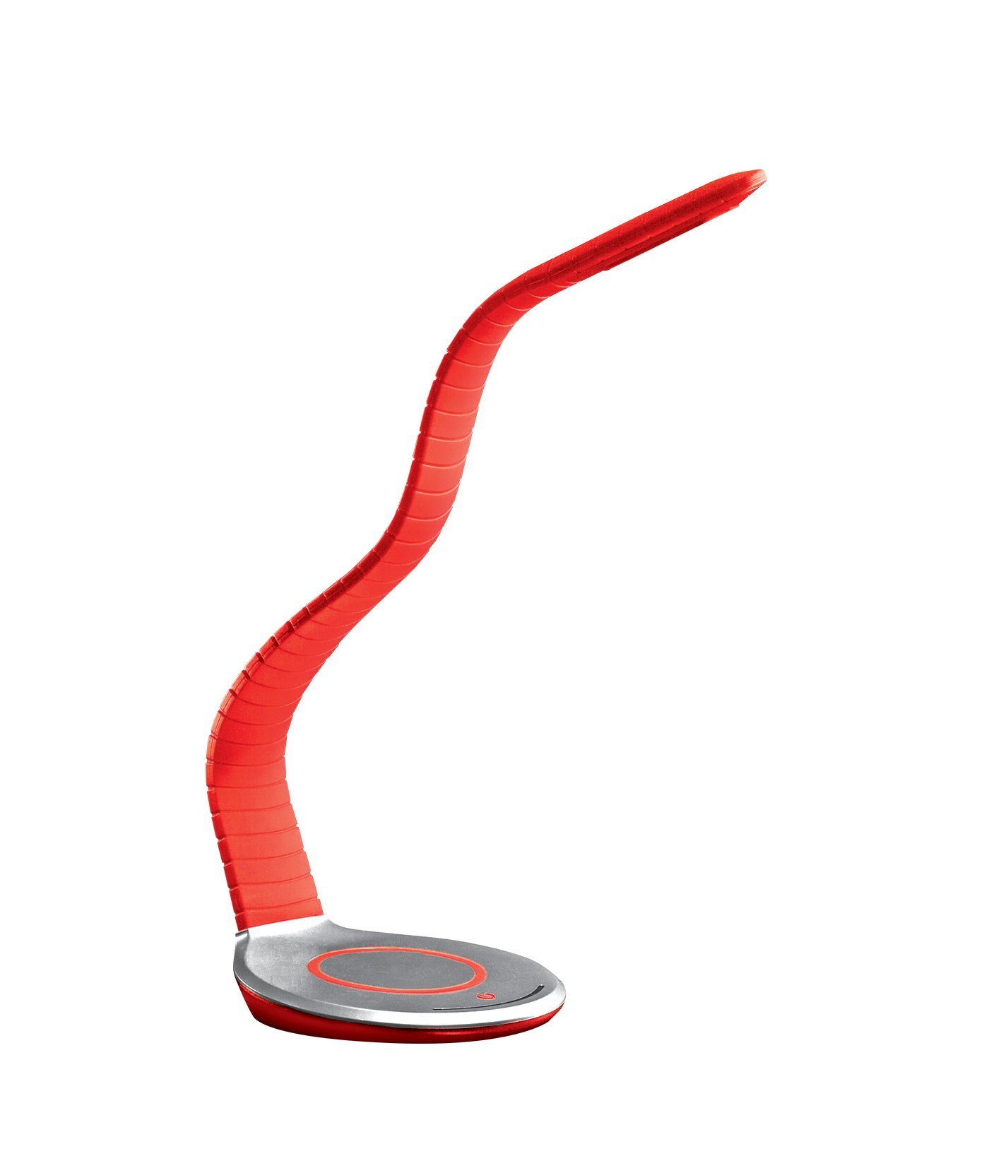 Trae Luni LED Leselampe. Schreibtischlampe. Soft-Touch-Oberfläche. Designlampe. Designerlampe. Mit integrierter Wireless-Ladefläche für Smartphones. Individuell biegbarer Lampenhals. Rot