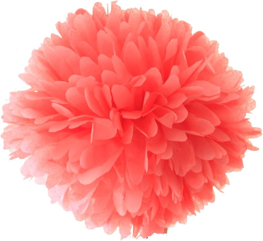 Fonder Mols 20pcs Tissue Paper Pom Poms Paper Flowers Ball Coral and Navy Blue Rose Gold for Nautical Wedding Bridal Shower Party Decorations
