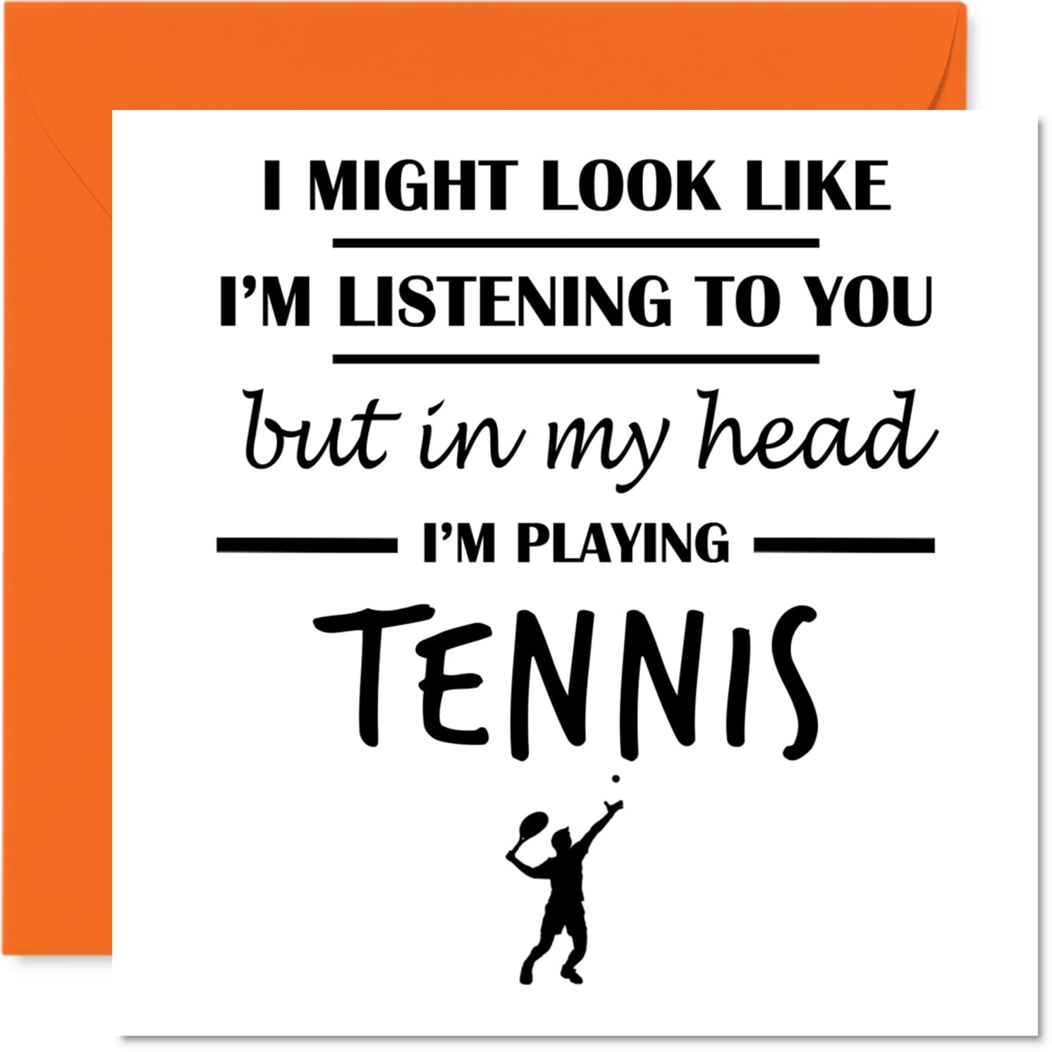 Tennis Birthday Card for Men Women - In my Head - Happy Birthday Card for Colleague Grandma Cousin Neighbour, 145mm Bday Greeting Cards