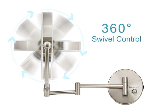 Miniatura 4 de Espejo de maquillaje con iluminación LED para montaje en pared, adaptador de CA, aumento 10x/1x, acabado de níquel satinado 8.6 pulgadas de