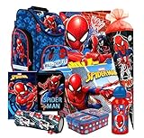 Schultasche Spiderman 9 Teile Set Schulranzen Ranzen Spider-Man Schulrucksack Federmappe Tasche Schultüte 85 cm Tornister mit Sticker-von-Kids4shop