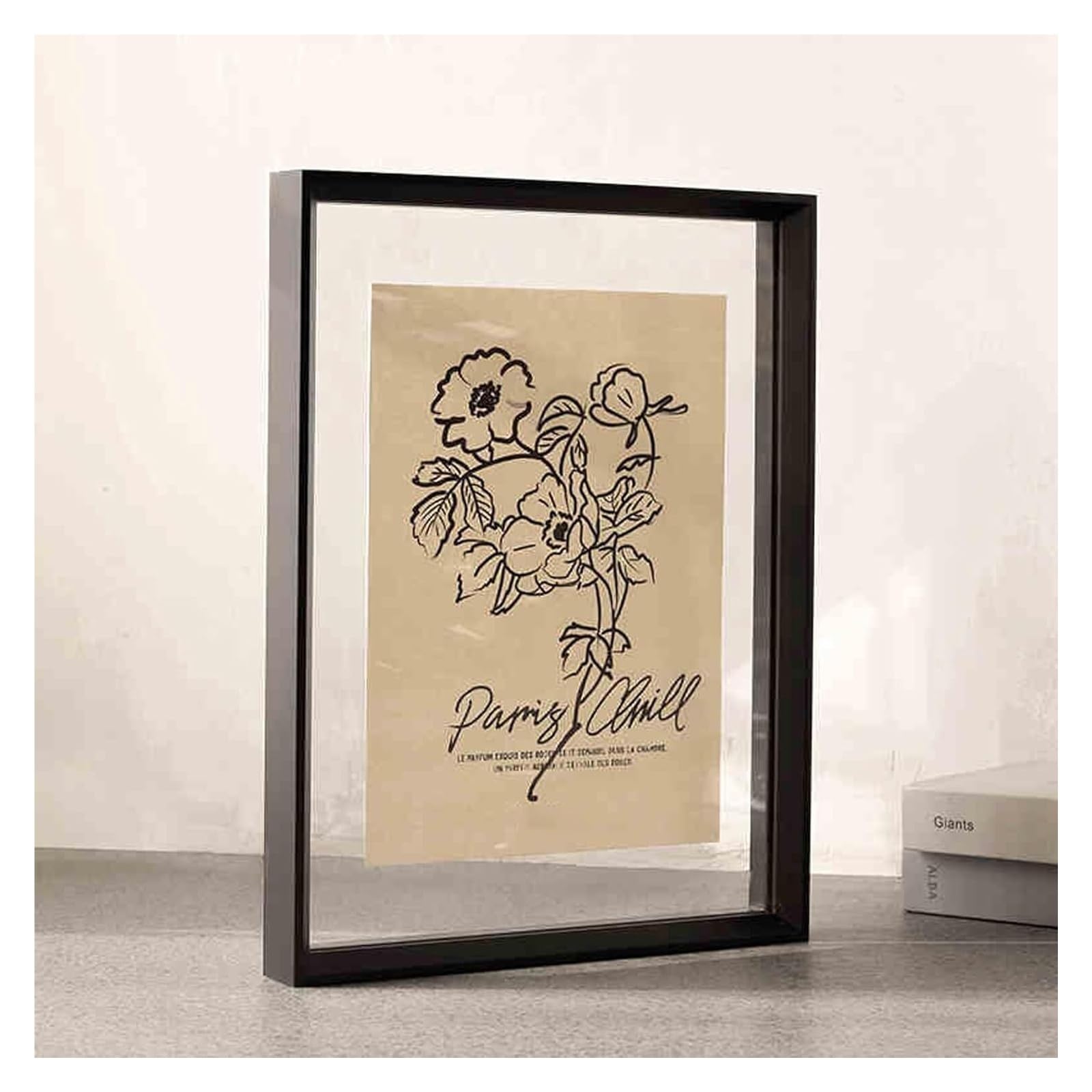 Double Sided Floating Photo Frame, Double Sided Floating Glass Plant Specimen Photo Frame Multicolor Multiple Sizes(Black Wood Grain,38 * 38cm)
