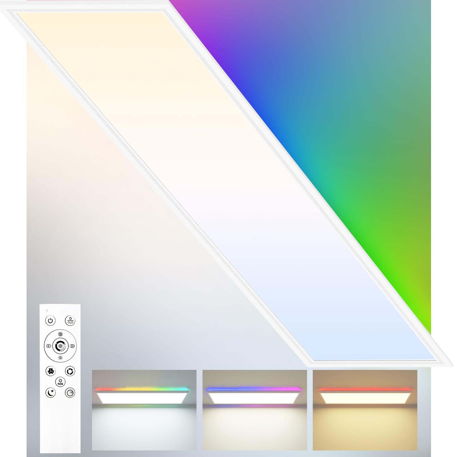 zemty LED Panel Deckenleuchte Flach 80x25cm – Dimmbar mit Fernbedienung 3000K-6000K, 40W 4000LM IP54 Deckenlampe Lang für Küche Badezimmer Wohnzimmer
