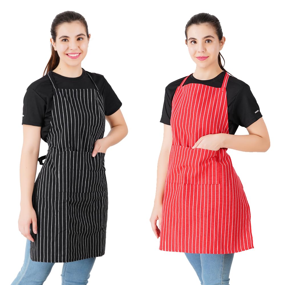 COMFORT WEAVE Delantal de cocina 100% algodón, tamaño libre con bolsillo central en el frón