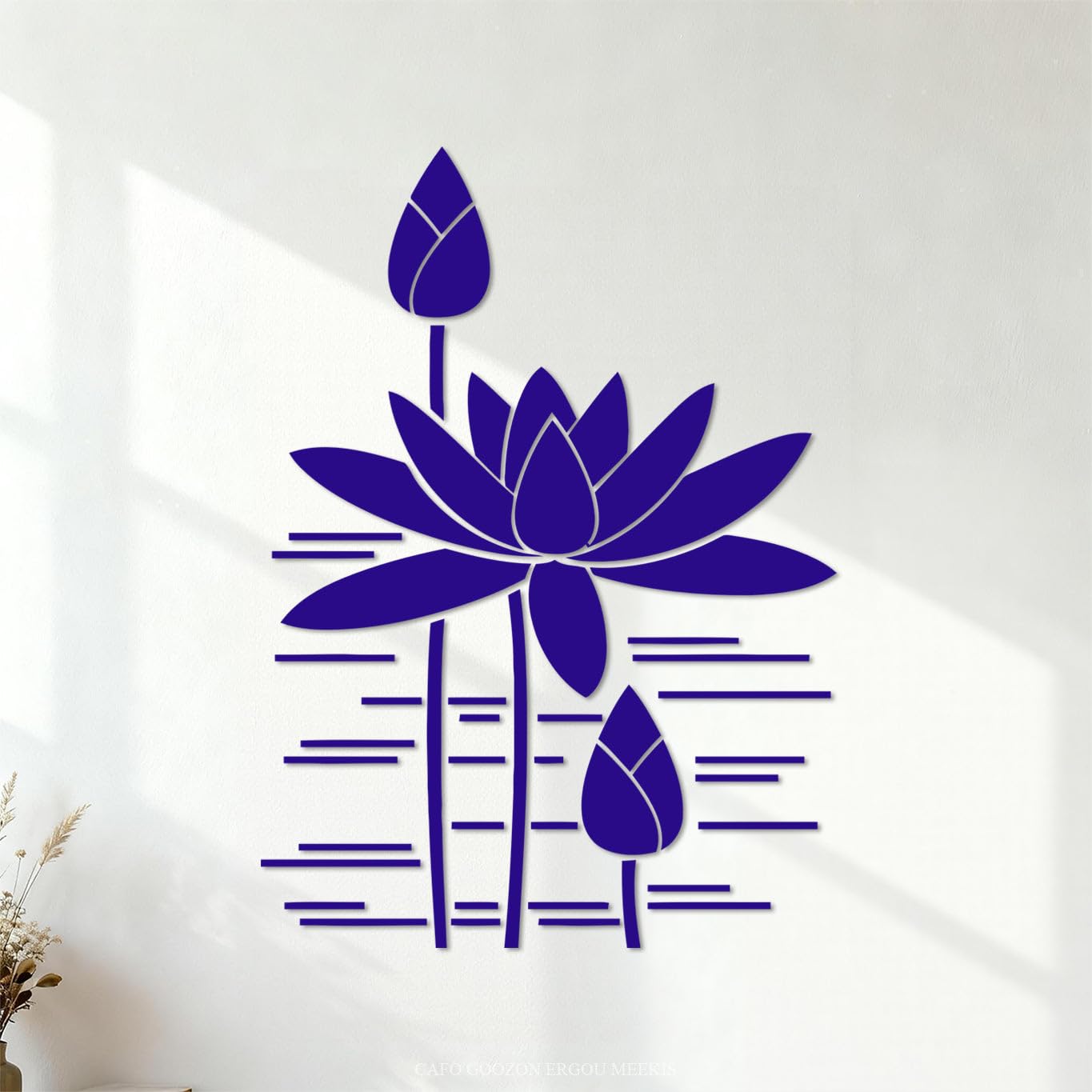 Wall Decals PVC Water Lily Lotus Flowers House 68x94.7cm Glass Stickers DarkBlue