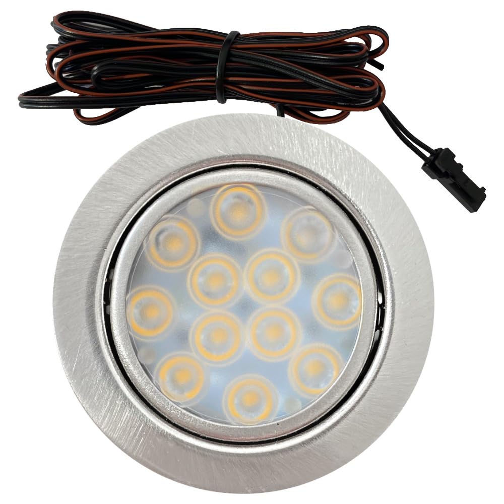 12V Möbeleinbaustrahler LED flach 2 x 3W Einbauleuchten Lotta 200lm mit LED Trafo und Mini Verteiler 3000K Warmweiß Lochausschnitt: 55 bis 60mm