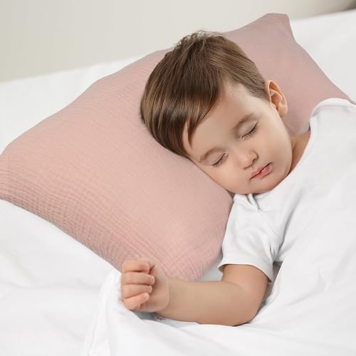 Miniatura 5 de Dormlony Almohada para niños pequeños con cierre de sobre, funda de almohada de muselina de algodón, 13 x 18 pulgadas, almohada infantil para