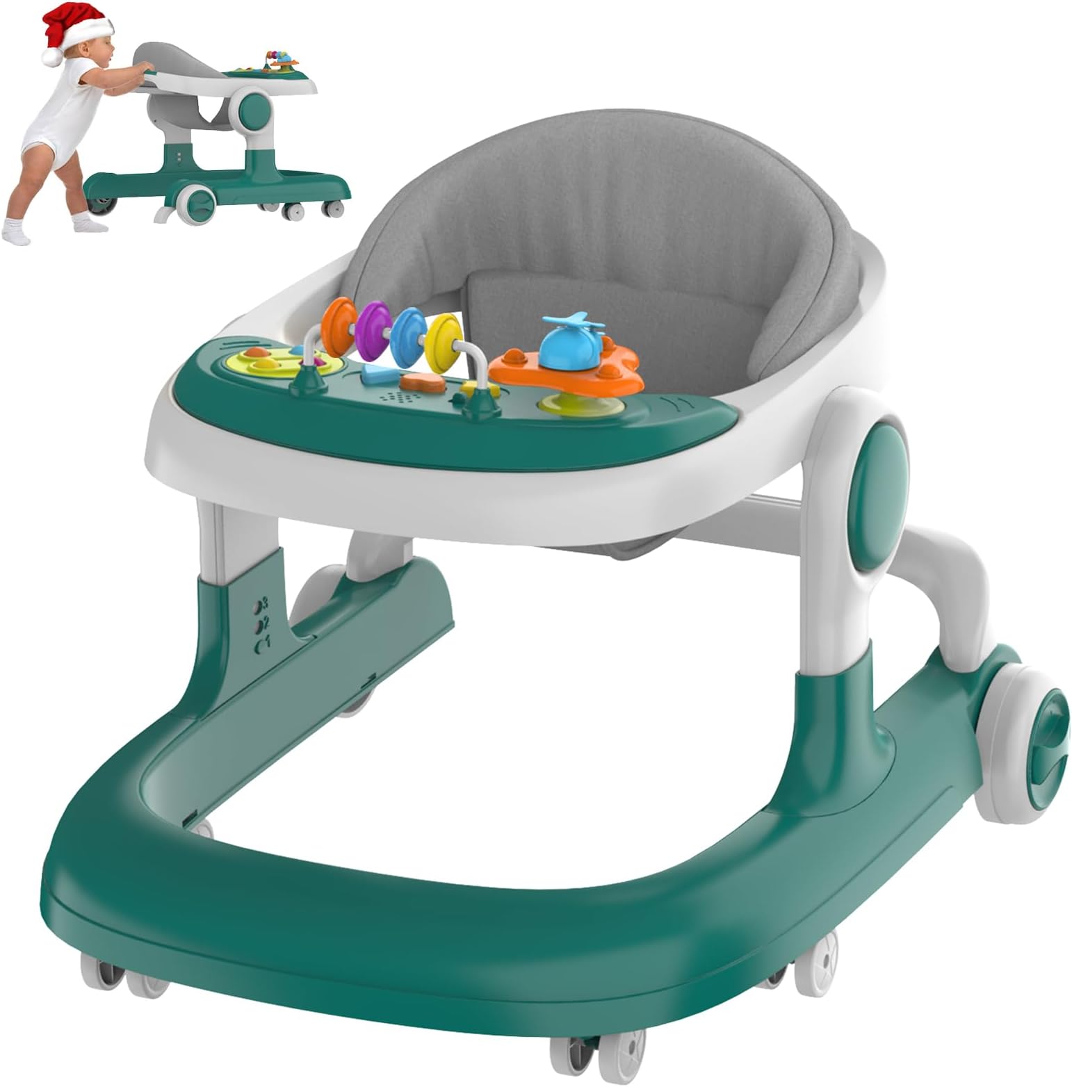 Baby Walker,Foldable Baby Walker with Wheels,3+Infinitely Adjustable Height Baby