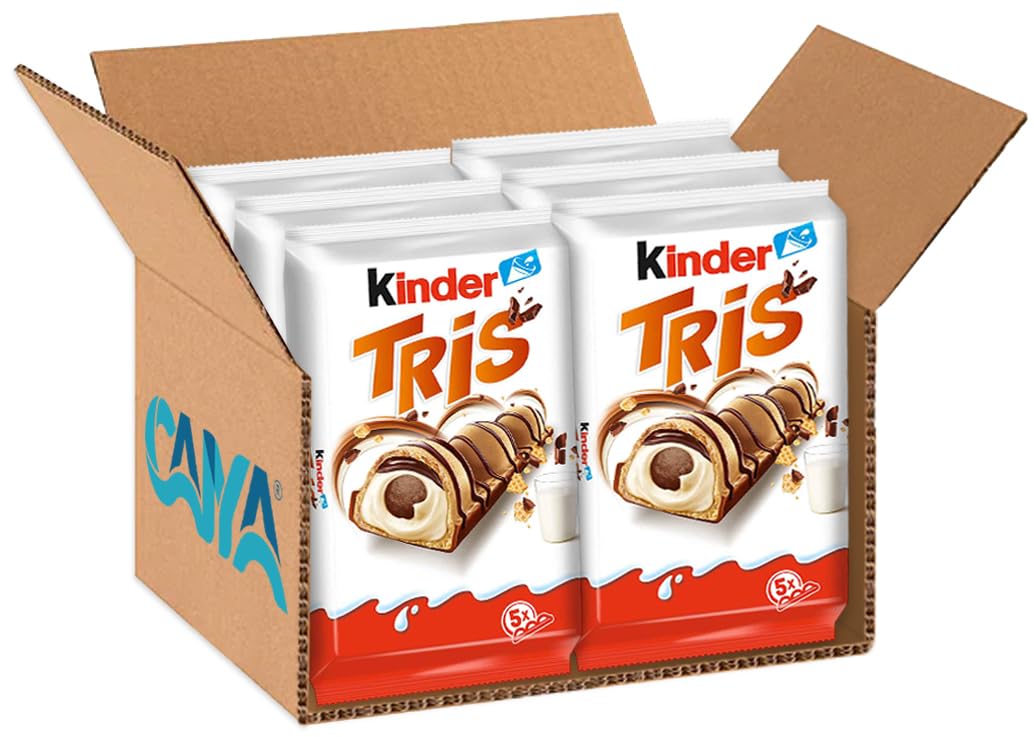 6X Tris Snack Wafer e Crema al Latte e Cacao 100g (5 Barrette) per kinder – Merendina Croccante Kinder con Ripieno Cremoso, Snack Dolce Perfetto per Pausa e Colazione