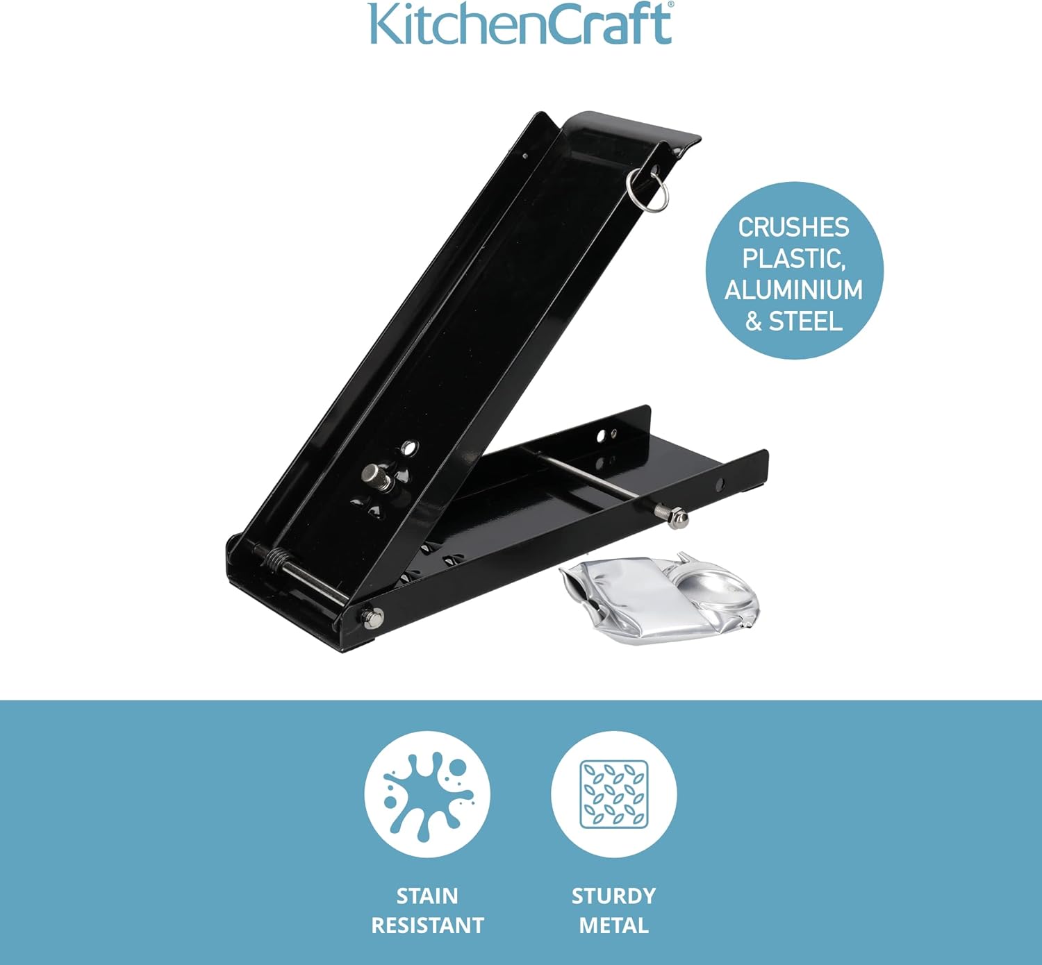 KitchenCraft Foot Operated Can Crusher, Heavy Duty Metal Design