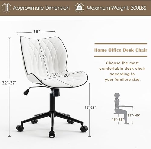 Miniatura 2 de YOUNUOKE Silla de escritorio sin brazos, cómoda silla de oficina con ruedas, silla ergonómica para el hogar, sillas ajustables para computadora,